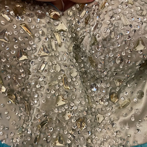 Short Blue Jewelled Prom Dress - Picture 7 of 7